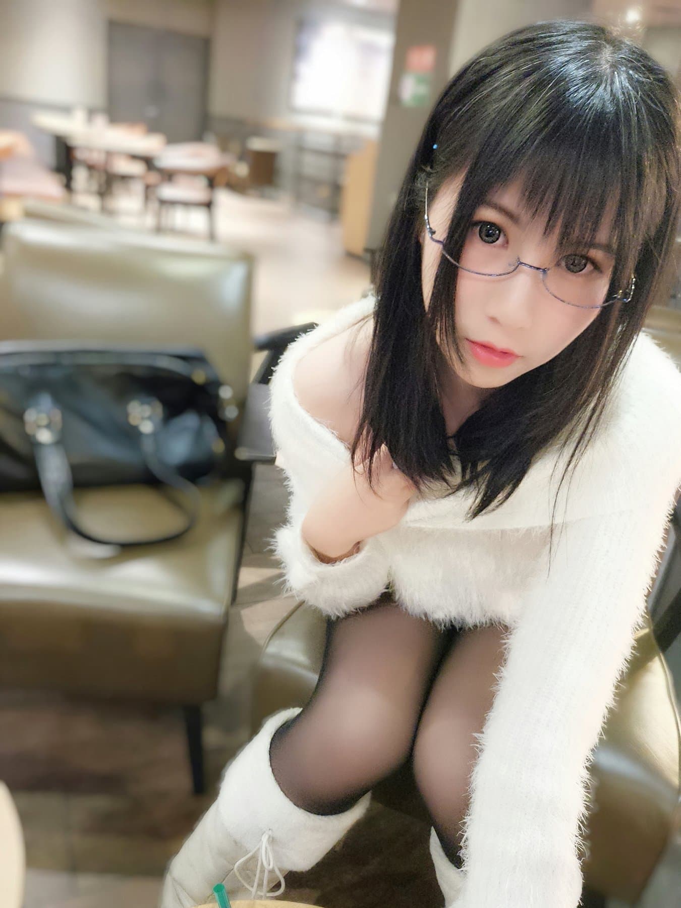 Nylon toes, soft sweater